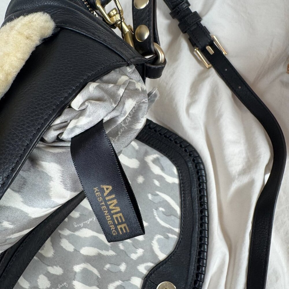 NWT All For Love Convertible Leather Shoulder Bag In Natural Shearling - Picture 15 of 15